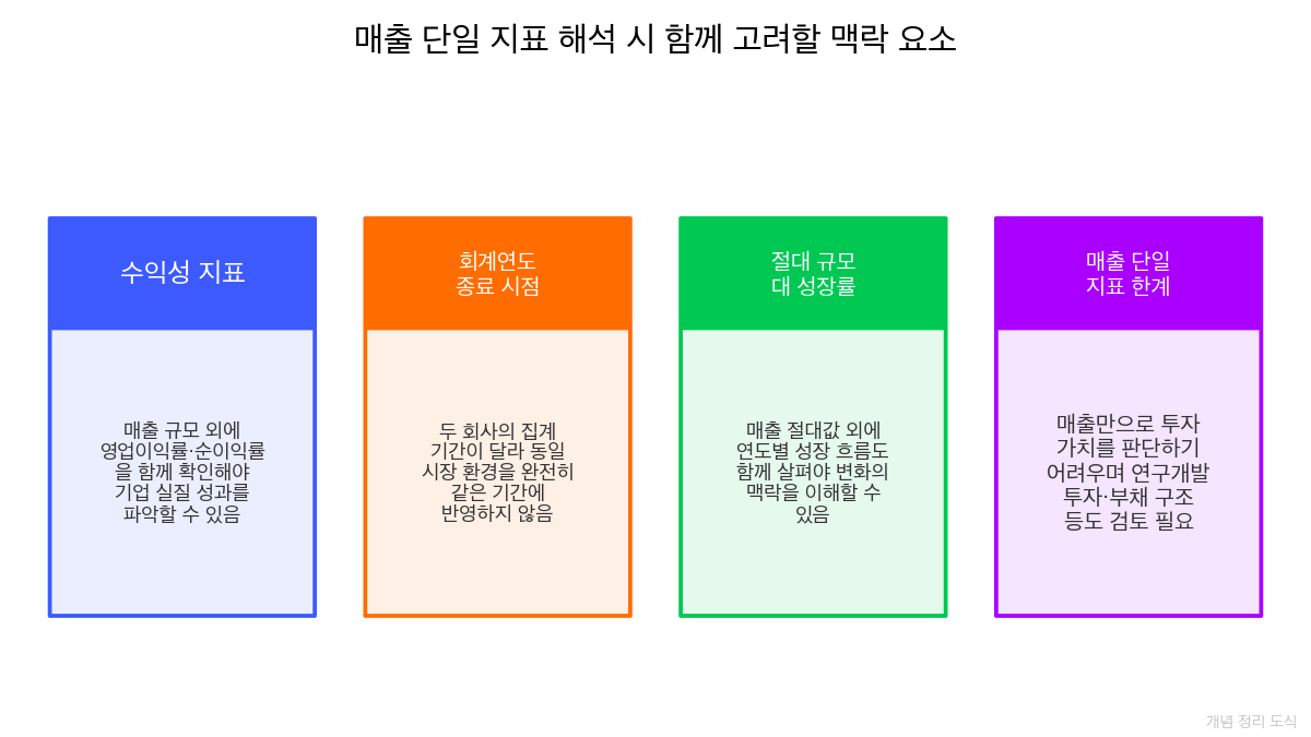 매출 비교 수치 해석 시 주의점